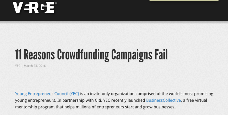 Why Crowdfunding Fails