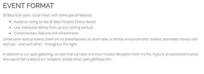 SFBeta Fintech Event Format