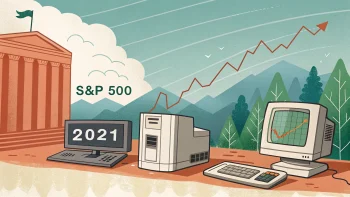 a cloud over hills with S&P in the cloud, and other numbers;