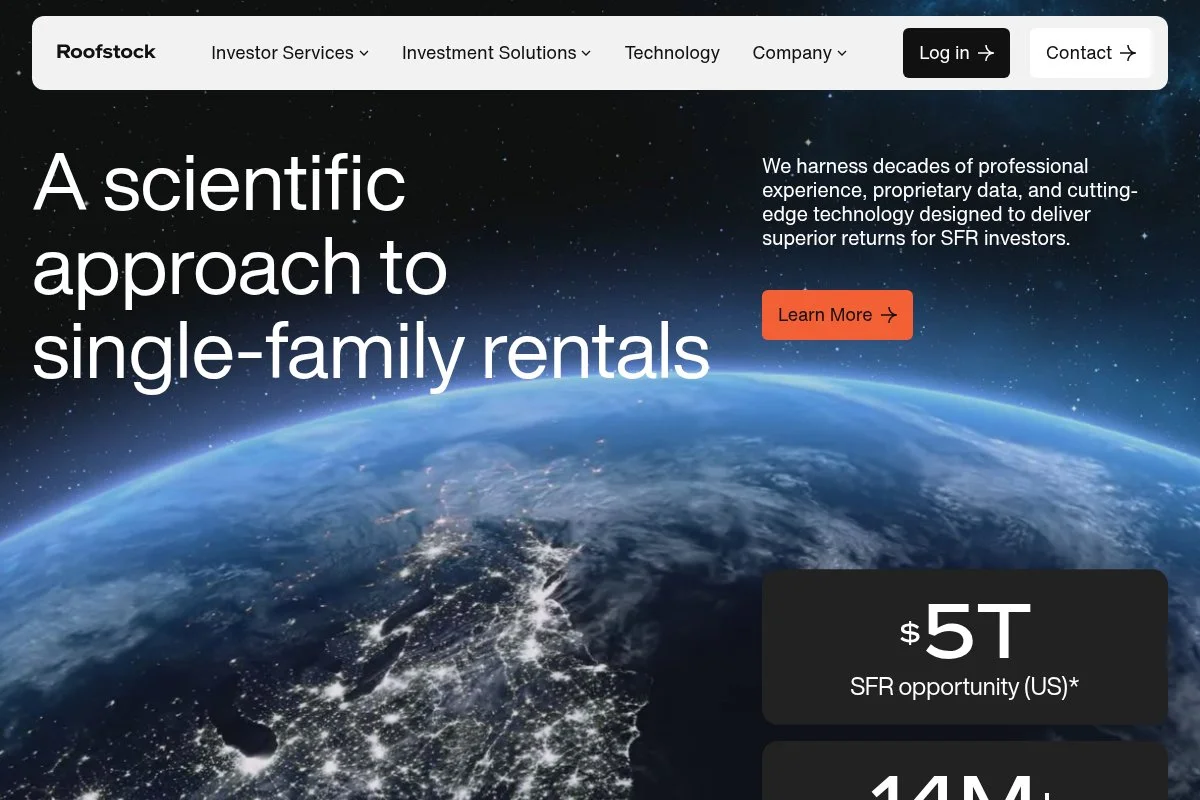 Screenshot of Roofstock homepage