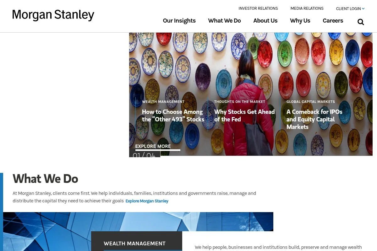 Screenshot of Morgan Stanley homepage