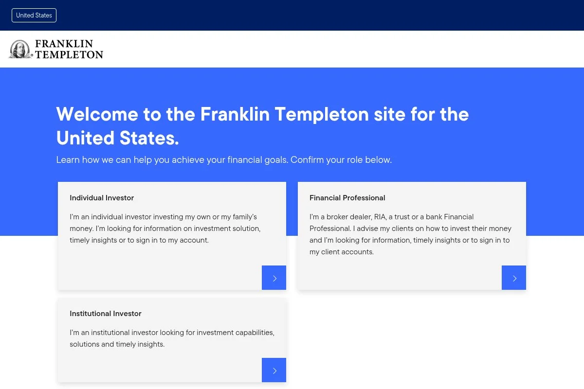 Screenshot of Franklin Templeton homepage