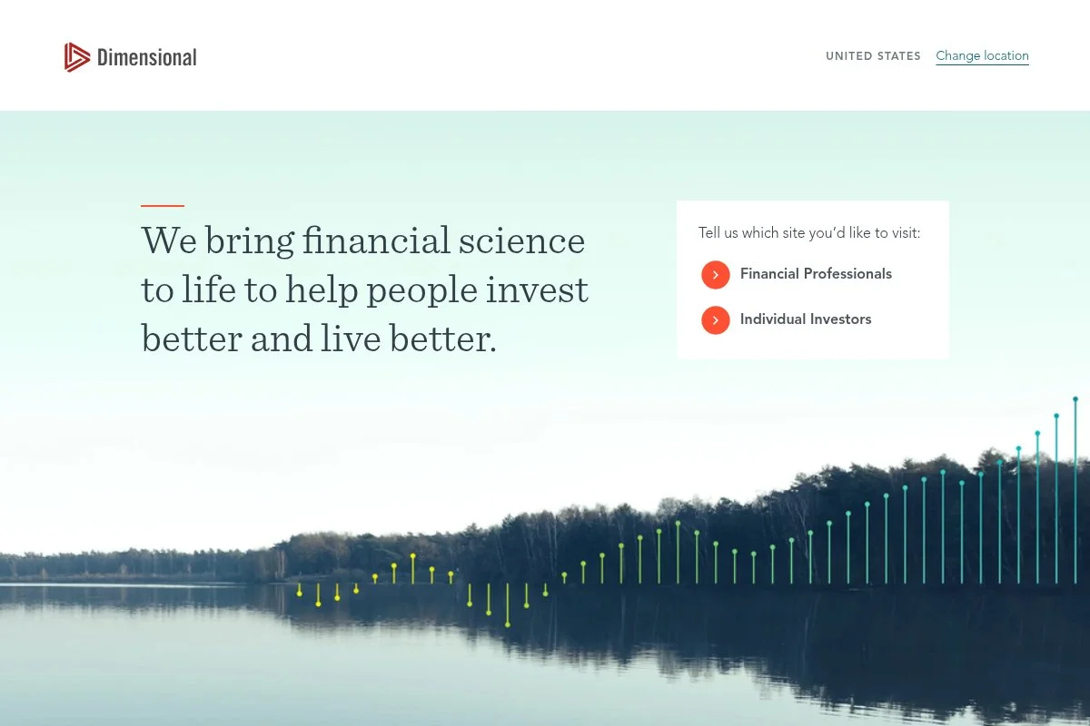 Screenshot of Dimensional Fund Advisors homepage