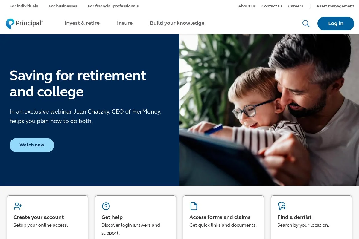 Screenshot of Principal Financial Group homepage