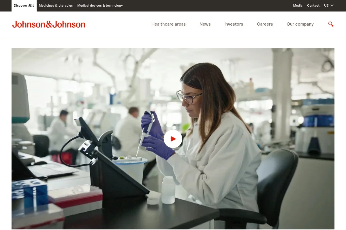 Screenshot of Johnson & Johnson homepage