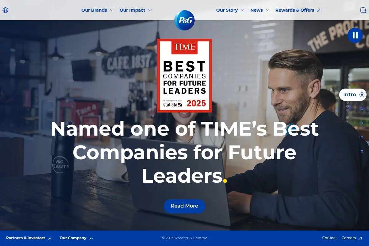 Screenshot of Procter & Gamble homepage
