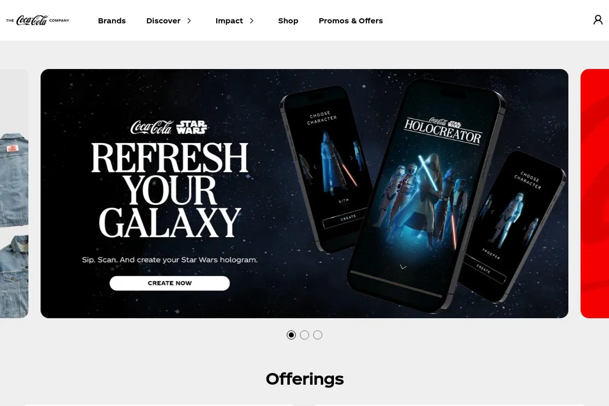 Screenshot of Coca-Cola homepage