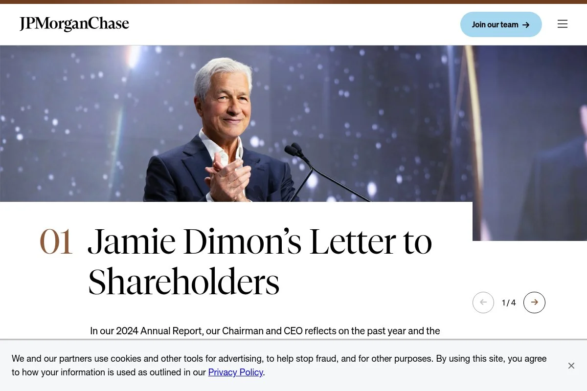 Screenshot of JPMorgan Chase homepage