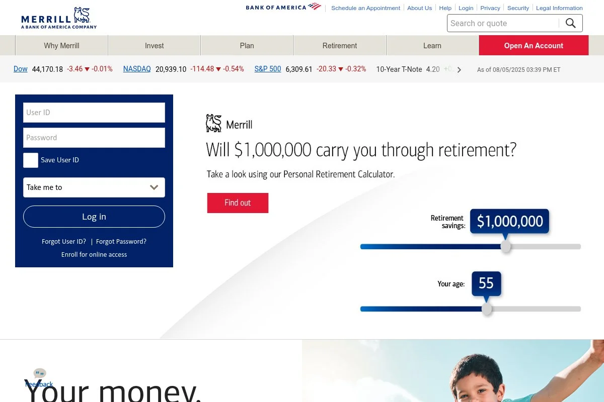 Screenshot of Merrill Edge homepage