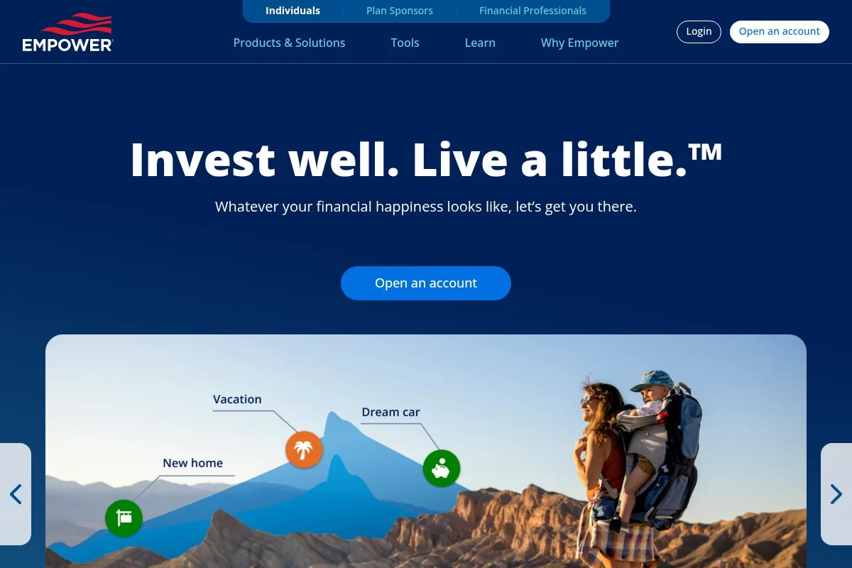 Screenshot of Personal Capital homepage