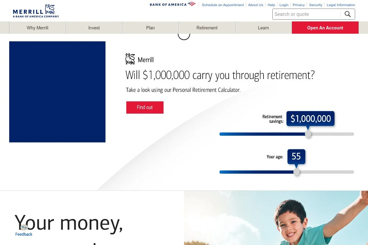 Screenshot of Merrill Edge homepage