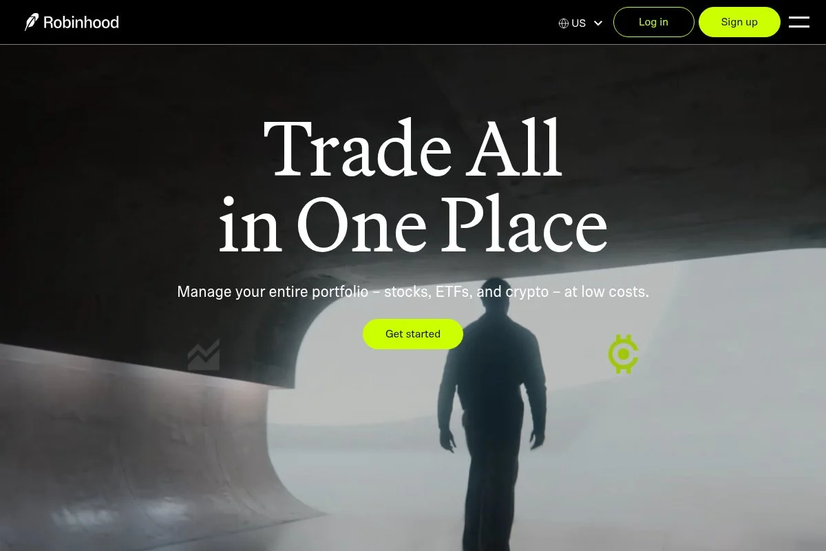 Screenshot of Robinhood homepage