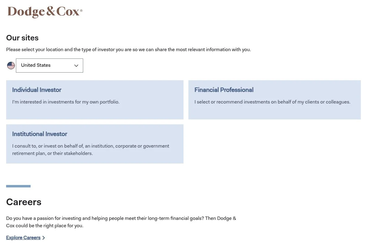 Screenshot of Dodge & Cox Short-Term Bond Fund homepage