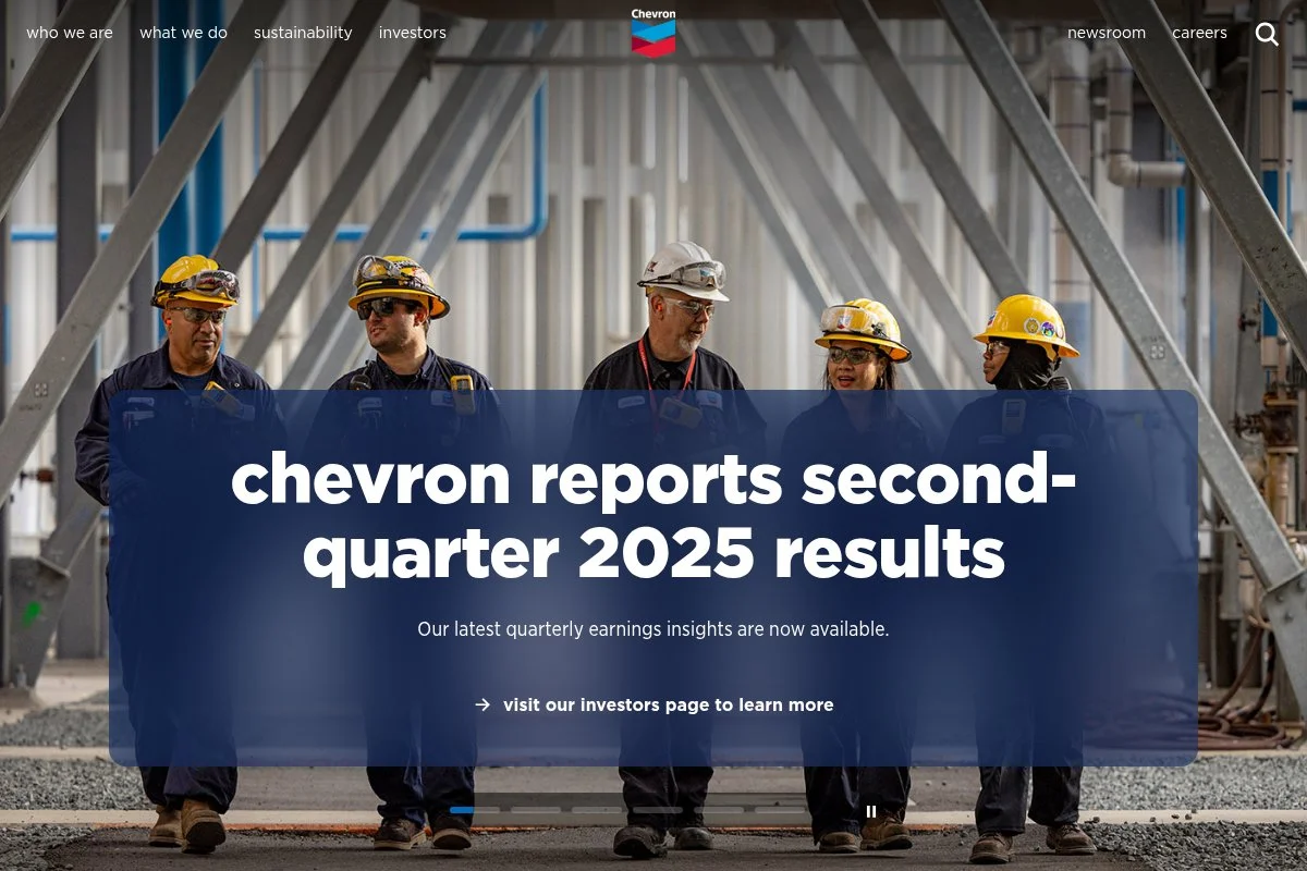 Screenshot of Chevron homepage