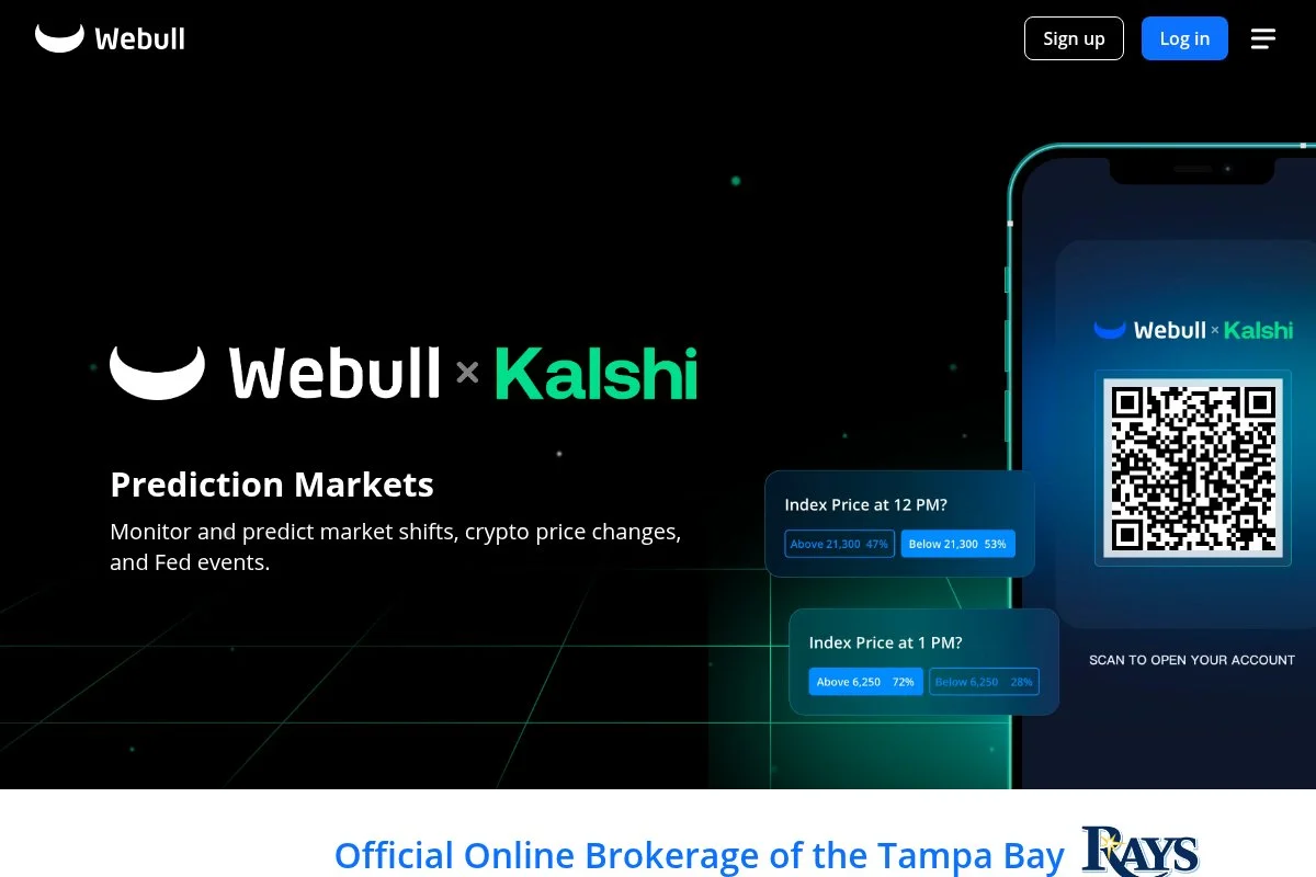 Screenshot of Webull homepage
