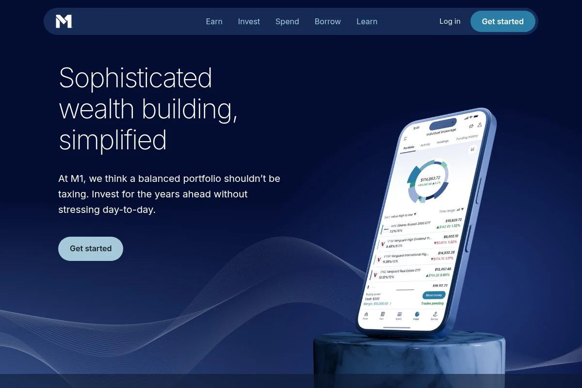 Screenshot of M1 Finance homepage