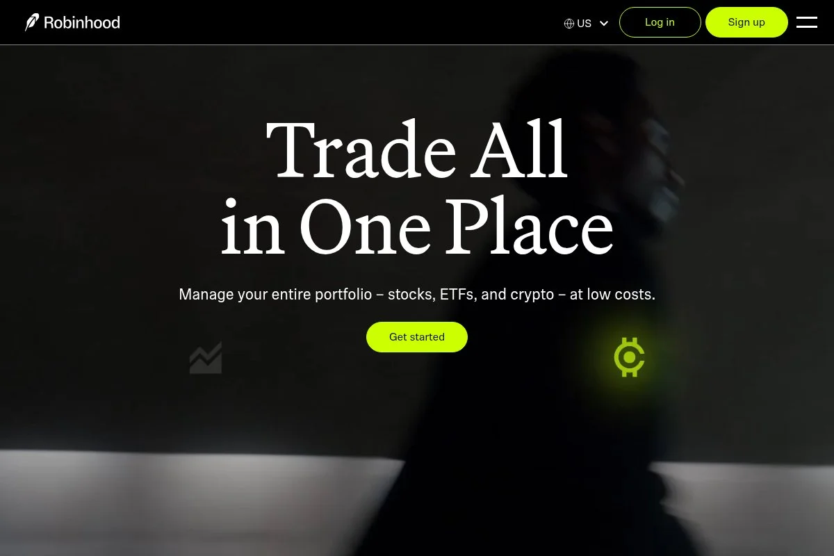 Screenshot of Robinhood homepage