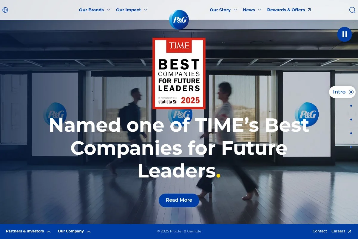 Screenshot of Procter & Gamble homepage