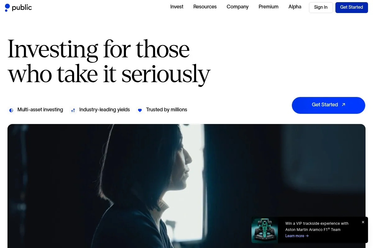 Screenshot of Public homepage