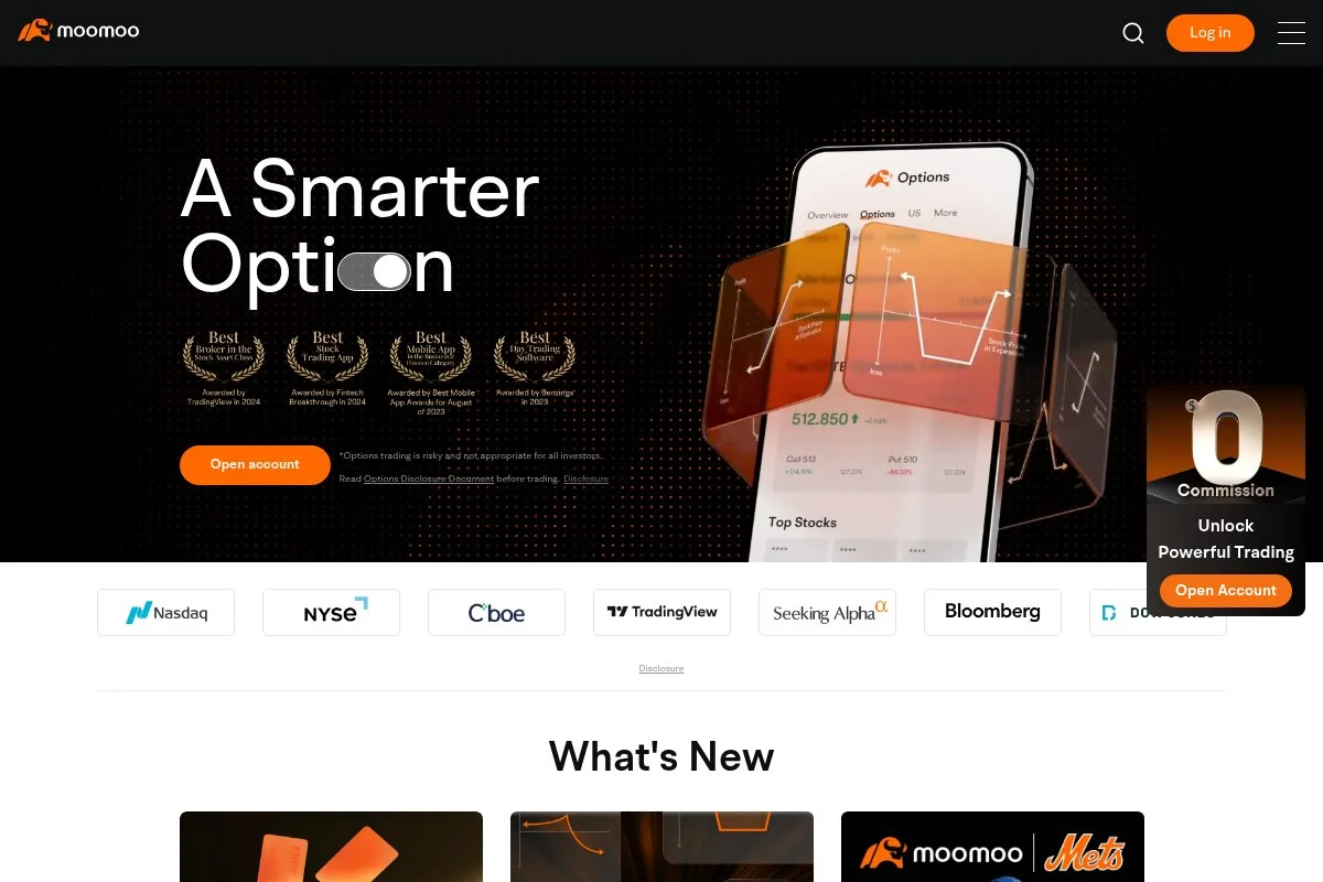 Screenshot of Moomoo homepage