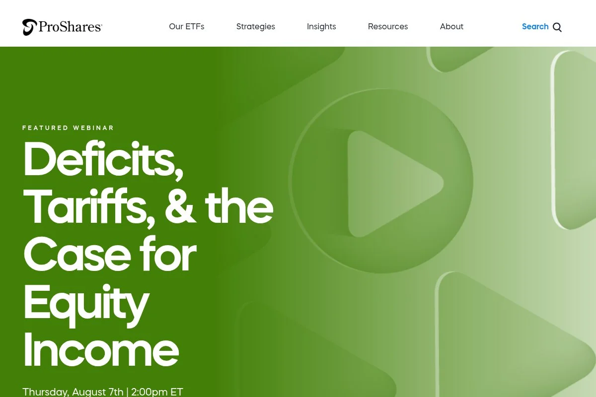 Screenshot of ProShares UltraShort QQQ homepage