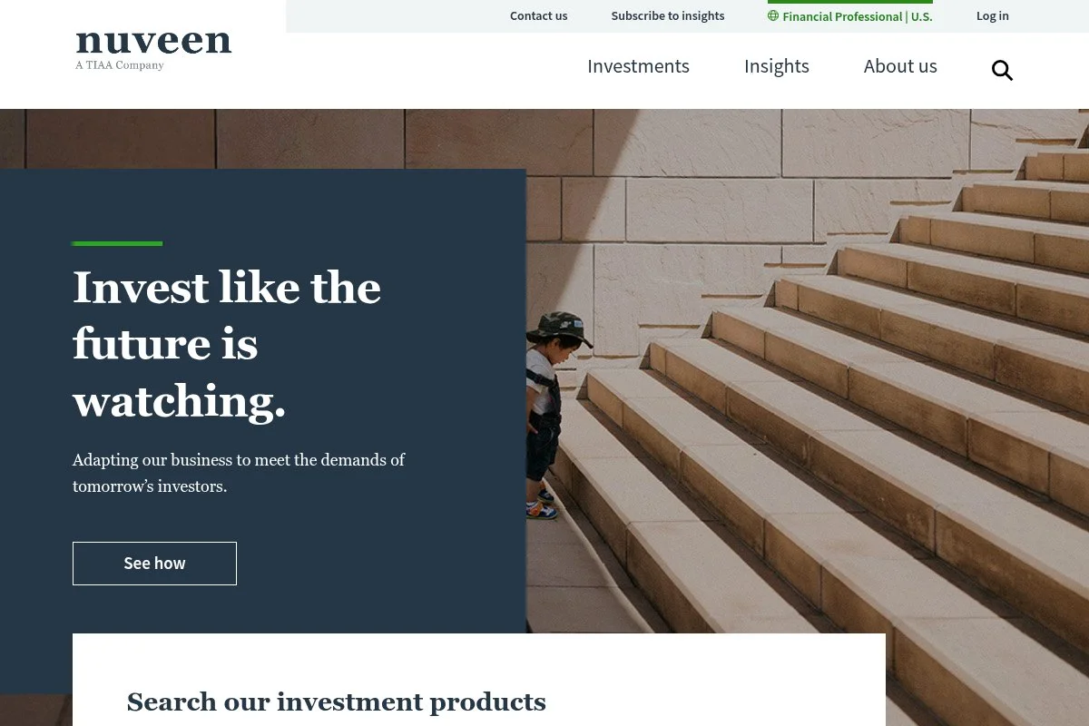 Screenshot of Nuveen Short-Term REIT ETF (NURE) homepage
