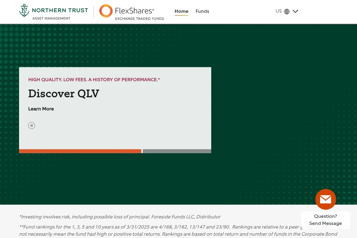 Screenshot of FlexShares Quality Income Derived REIT ETF (RQI) homepage