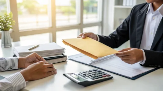 persons at table looking through records; millions qualify for compensation