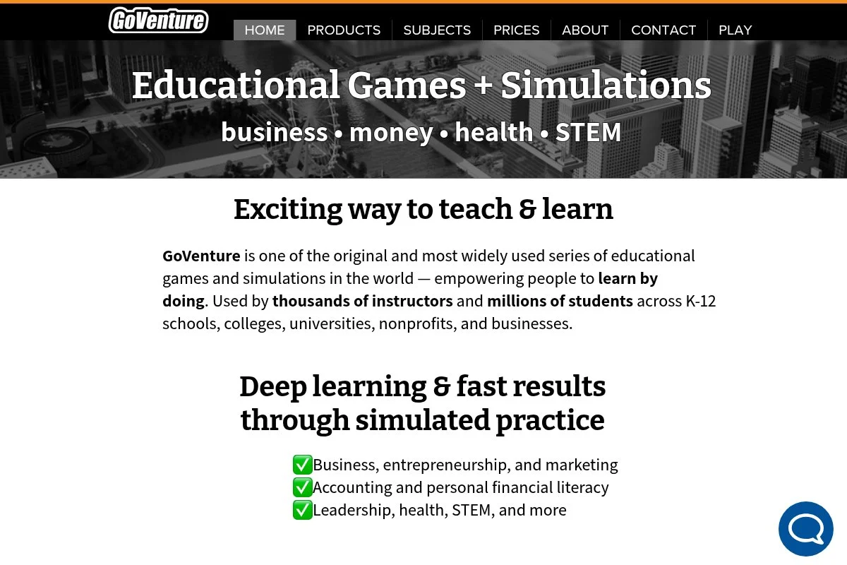 Screenshot of GoVenture homepage