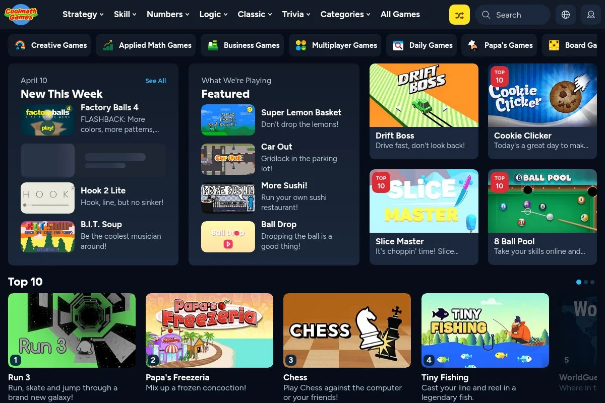 Screenshot of Lemonade Stand (Coolmath Games) homepage