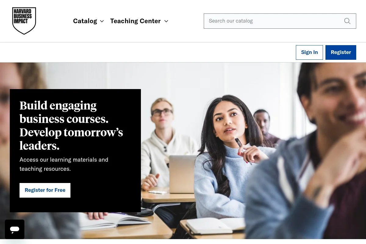 Screenshot of Harvard Business Publishing Simulations homepage