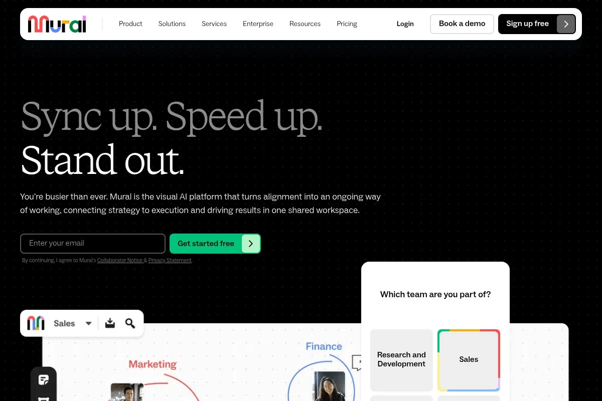 Screenshot of Mural homepage
