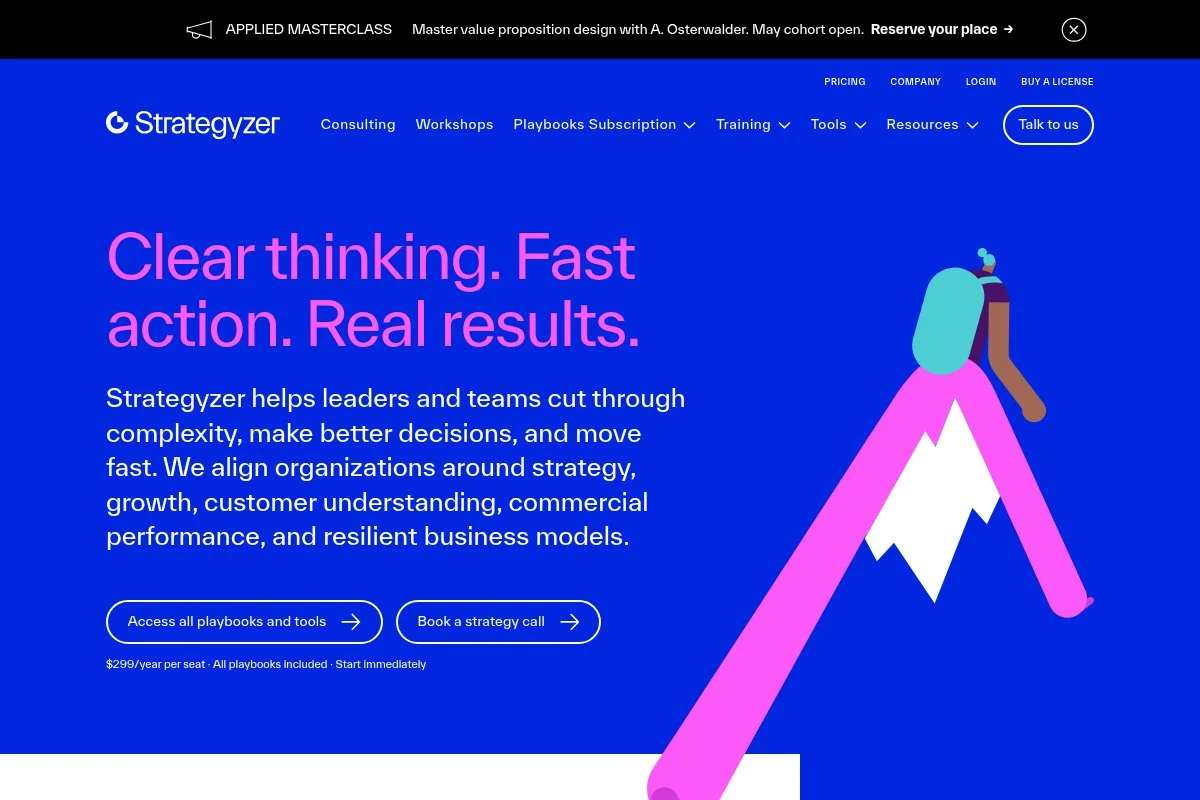 Screenshot of Strategyzer homepage