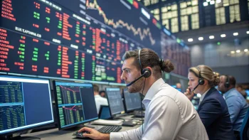 market screens being watched; Markets Brace For A Tech Earnings And Fed Showdown