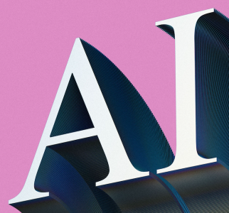 large AI sign on pink background; AI Spending Power Growth or Spark a Bust?