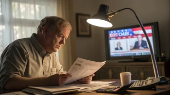 man reading the paper and doing taxes; Congress warns of rising tax scams