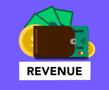word revenue on a purple background; Build Wealth Without Obsessing Over the Stock Market