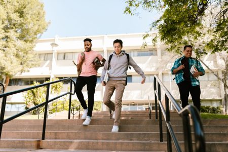 3 happy men at college; Should College Still Be the Default