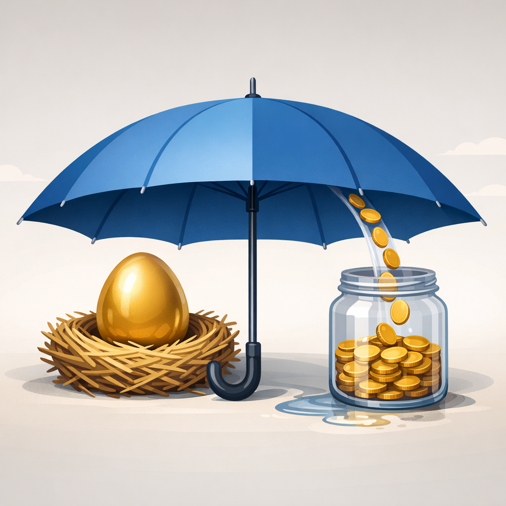 Annuities concept showing guaranteed retirement income sheltered like a nest egg, central to Dave Ramsey on annuities debate