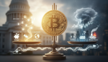 bitcoin in front of government buildings; Bitcoin’s peer-to-peer promise sparks debate