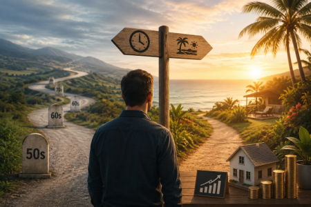 person looking down a divided path to choose which road;