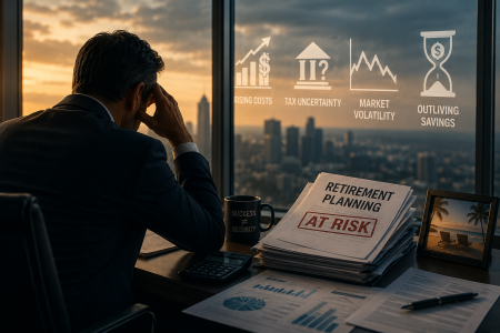 looking out of early dawn window man worried about retirement; Retirement Crisis Hiding Among High-Income Professionals