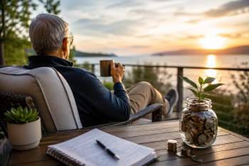 A retiree sitting out on the deck vegging; You Don’t Need $5 Million to Retire Comfortably