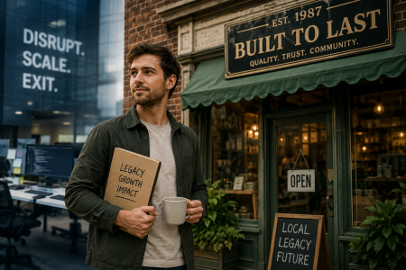 image of confident millennial moving forward with a new business purchase;