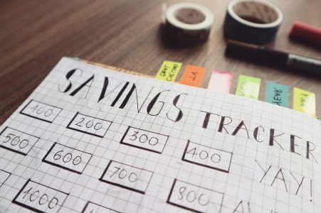 an analog savings tracker to help you save money each month; Much of Your Paycheck Should You Actually Save Each Month?