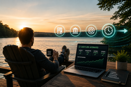 founder finally finding free time looking at a sunset; Post-Labor Day Automating Cash Flow Frees Founder Time