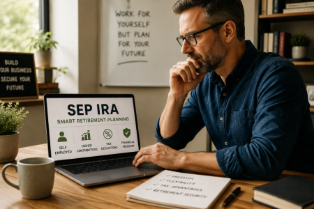 person setting up a retirement plan early in a SEP IRA