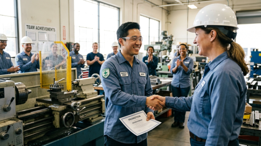 two workers shaking hands; Why Every Honest Career Achievement Deserves Respect