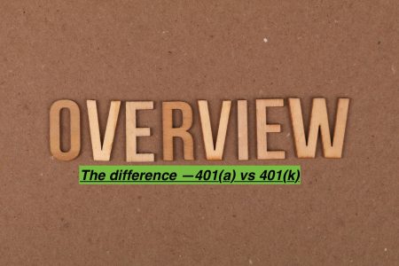overview in block lettering on a piece of partical board; 401(a) vs 401(k) What Is the Difference?