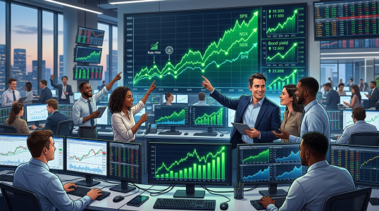 image showing markets flying up;